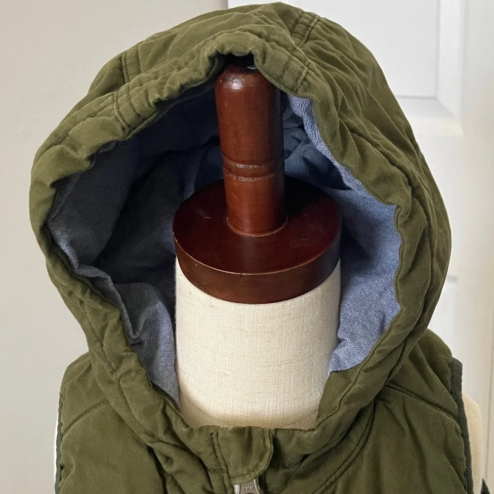 OLD NAVY Green Hooded Cotton quilt puff Vest for Toddler Boys | 5T